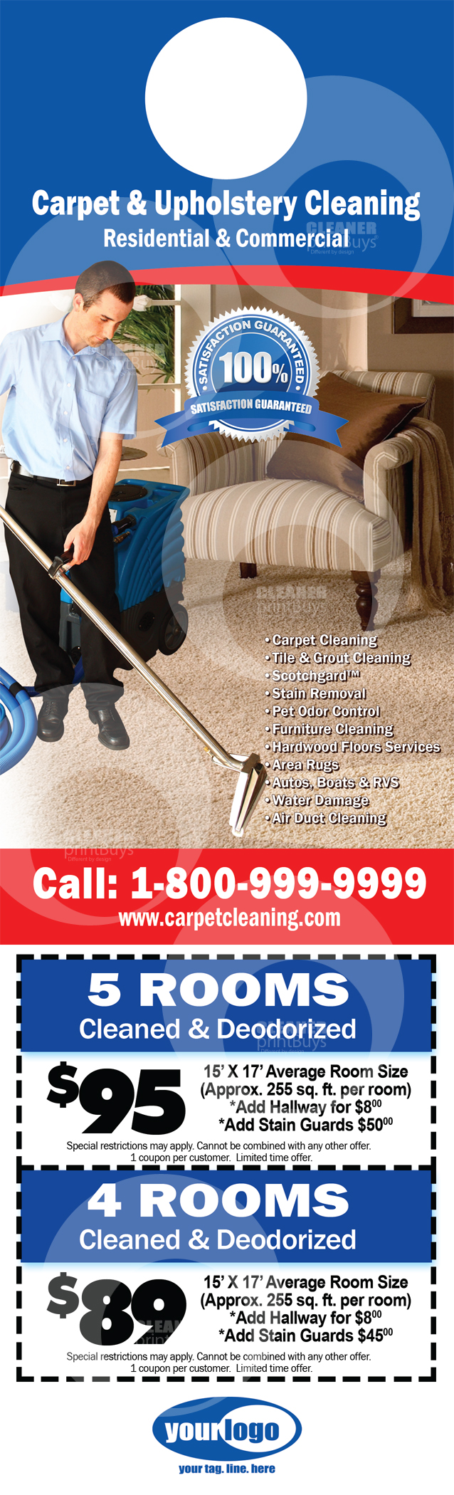 Carpet Cleaning Door Hangers #C0006 (FRONT VIEW)