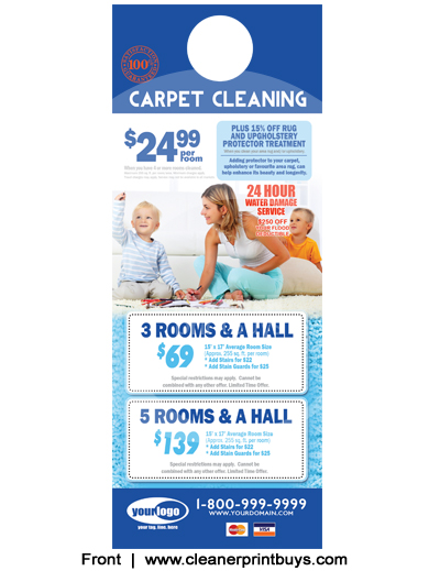 Carpet Cleaning Door Hangers (4.25 x 11) #C0008 Cover Gloss Front