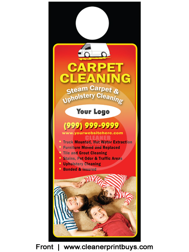 Carpet Cleaning Door Hanger (4.25 x 14) #C0001 Cover Gloss Front